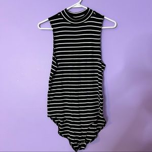 American Eagle Cotton Stretch Collection Striped Turtleneck Bodysuit